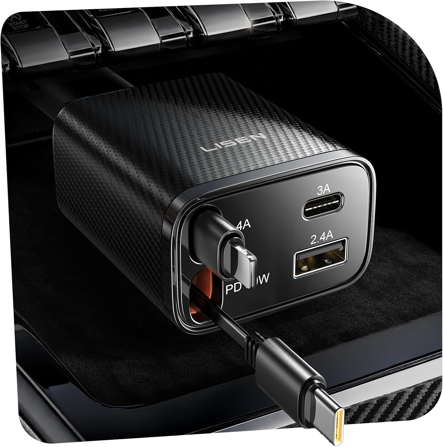 69W Retractable Car Charger   شاحن سيارة قابل للسحب 69 واط